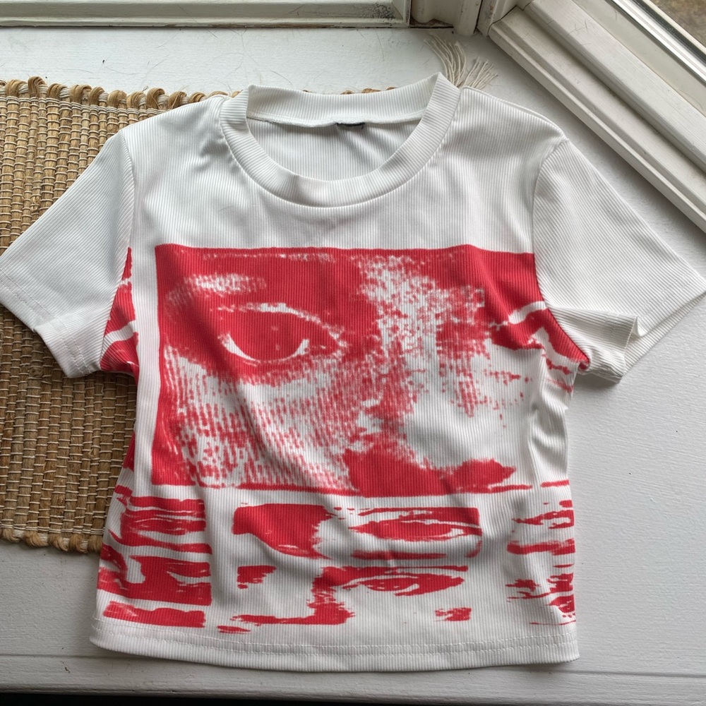 SHEIN Small y2k white and red top